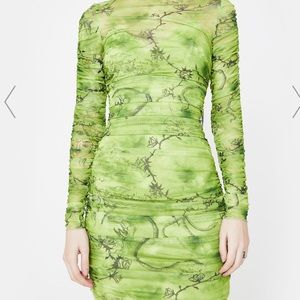 I am gia GREEN AMARA RUCHED MESH DRESS XL SOLD OUT